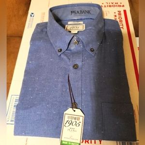 JoS.A.Bank Stretch Taylored Fit Button Down Shirt Blue Sz-L